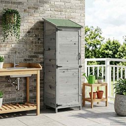 vidaXL Tuinschuur Grijs 59,5 x 56 x 176,5 cm Massief Vurenhout
