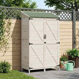 vidaXL Tuinschuur Wit 106 x 56 x 176,5 cm Massief Vurenhout