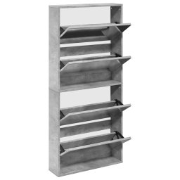 vidaXL Schoenenkast met spiegel 4-laags 63x17x134 cm betongrijs
