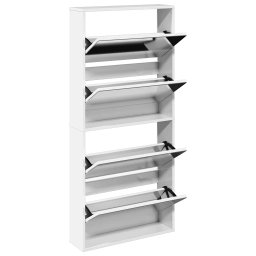 vidaXL Schoenenkast met spiegel 4-laags 63x17x134 cm hoogglans wit