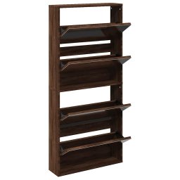 vidaXL Schoenenkast met spiegel 4-laags 63x17x134 cm bruin eikenkleur
