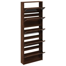 vidaXL Schoenenkast met spiegel 5-laags 63x17x169,5 cm bruineikenkleur