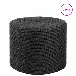 vidaXL Jute Touw 4 mm Zwart 100% Tossa jute
