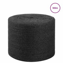 vidaXL Jute Touw 8 mm Zwart 100% Tossa jute