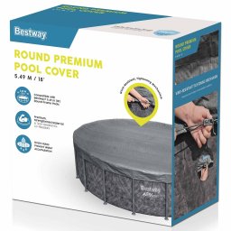 Bestway Zwembadcover Ø5,49 m Rond Polyester Grijs