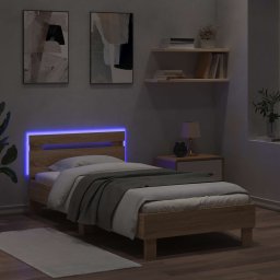 vidaXL Bed Frame met LED Sonoma Eiken 80 x 200 cm Bewerkt hout