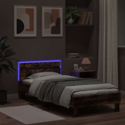 vidaXL Bed Frame met LED Gerookt eiken 80 x 200 cm Bewerkt hout