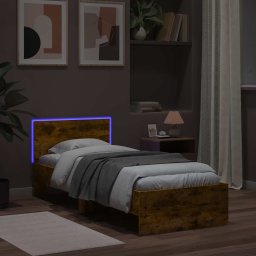 vidaXL Bed Frame met LED Gerookt eiken 80 x 200 cm Bewerkt hout