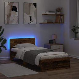vidaXL Bed Frame met LED Oud hout 80 x 200 cm Bewerkt hout