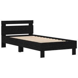 vidaXL Bed Frame met LED Zwart eiken 80 x 200 cm Bewerkt hout