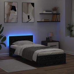 vidaXL Bed Frame met LED Zwart eiken 80 x 200 cm Bewerkt hout