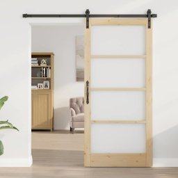 vidaXL Schuifdeur ORKDAL Natuurlijk en Zwart 93 x 202 cm