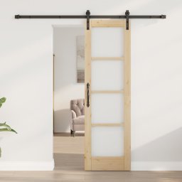 vidaXL Schuifdeur ORKDAL Natuurlijk en Zwart 61 x 198,5 cm