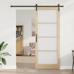 vidaXL Schuifdeur ORKDAL Natuurlijk en Zwart 93 x 232 cm