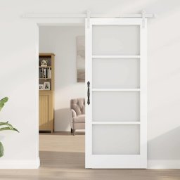 vidaXL Schuifdeur ORKDAL Wit 83 x 202 cm Massief grenenhout en glas
