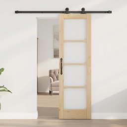 vidaXL Schuifdeur ORKDAL 61 x 198,5 cm Massief grenenhout en glas