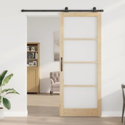 vidaXL Schuifdeur ORKDAL 93 x 232 cm Massief grenenhout en glas