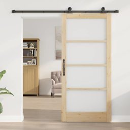vidaXL Schuifdeur ORKDAL 93 x 202 cm Massief grenenhout en glas