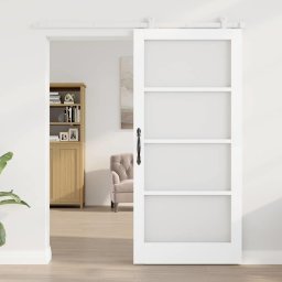 vidaXL Schuifdeur ORKDAL 93 x 202 cm Massief grenenhout en glas Wit