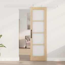 vidaXL Schuifdeur ORKDAL 61 x 198,5 cm Massief grenenhout en glas