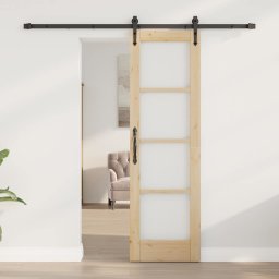 vidaXL Schuifdeur 61 x 198,5 cm Massief grenenhout en glas