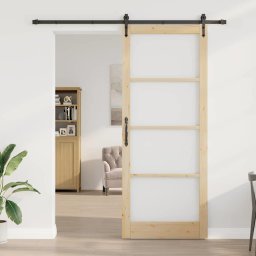 vidaXL Schuifdeur ORKDAL 93 x 232 cm Massief grenenhout en glas