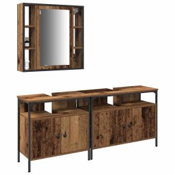 vidaXL Badkamermeubels 3 st Bruin 80 x 30 x 60 cm Bewerkt hout