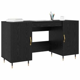 vidaXL Bureau Zwart eiken Bewerkt hout 140 x 50 x 75 cm