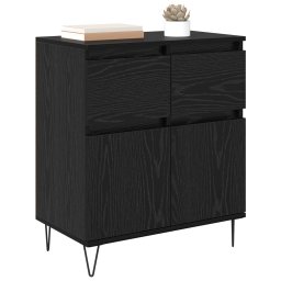 vidaXL Dressoir Zwart Eiken 60 x 35 x 70 cm Gemonteerd hout en ijzer