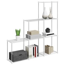 vidaXL Buisvormige plank met opslag Wit 129 x 27 x 132 cm Aluminium