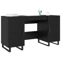vidaXL Bureau Zwart eiken Bewerkt hout 140 x 50 x 75 cm