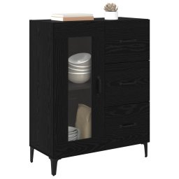 vidaXL Dressoir Zwart Eiken 69,5 x 34 x 90 cm Gemonteerd hout en ijzer