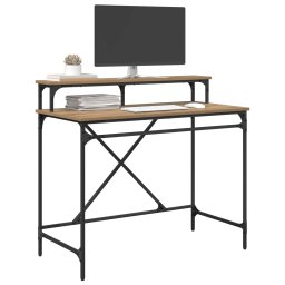 vidaXL Bureau Artisan Eiken 100 x 50 x 90 cm Bewerkt hout