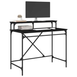 vidaXL Bureau Zwart Eiken 100 x 50 x 90 cm Bewerkt hout