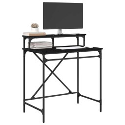 vidaXL Bureau Zwart Eiken 80 x 50 x 90 cm Bewerkt hout