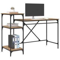 vidaXL Bureau Artisan Eiken Bewerkt hout 135 x 50 x 90 cm