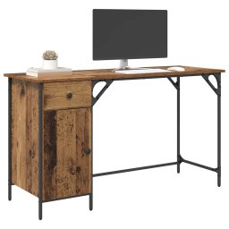 vidaXL Computerbureau Oud Hout 131 x 48 x 75 cm Bewerkt hout