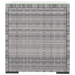 vidaXL Bijzettafel 40x37x40,5 cm poly rattan en gehard glas grijs