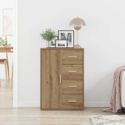 vidaXL Dressoir Artisan Eiken 60 x 31 x 84 cm Bewerkt hout