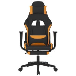 vidaXL Massage gamestoel met voetensteun stof zwart en oranje