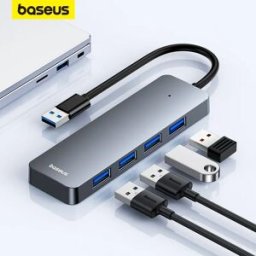 Baseus Usb Hub 4-poort ABS Hub Usb 3 0 voor Laptop Multi Splitter Adapter voor Xiaomi Lenovo Macbook PC Computer Accessoires USBA to USB3.0 Grey