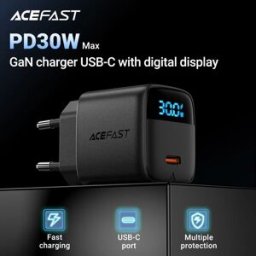 ACEFAST GaN PD30W EU Telefoon Snel Opladen Oplader Voor iPhone 16/15 Pro Max USB C Muur LED Digitale Display Adapter voor Samsung S25