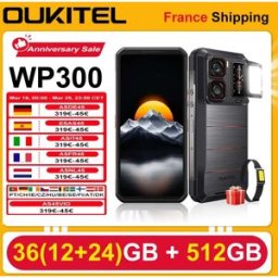 OUKITEL WP300 Smartphone 36 (12 + 24) GB 512 GB Android 15 6.8 "FHD + 120 Hz 5G 108 MP 16000 mAh 45 W Camping Lichte telefoons Slimme horloges Rood