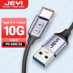 JEYI USB A naar Type C-kabel 60W snel opladen 10Gbps datasnoer USB-oplader voor Samsung Xiaomi HTC Redmi Huawei mobiele telefoon USB-C USB C to C