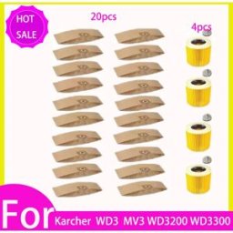 NONE Vervanging Stofzak Hepa Filter Voor Karcher WD3 Premium WD3200 WD3300 MV3 Accessoires A2004 A2054 Stofzuiger Onderdelen 8pcs