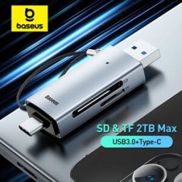 Baseus Kaartlezer USB C & USB3.0 naar SD Micro SD TF Geheugenkaart Apparaat 104 MB/s 2 TB Smart kaartlezer voor Laptop Accessoires USB 3.0 Only
