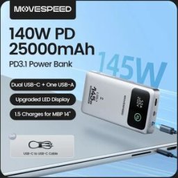MOVESPEED M25 Pro 140W Power Bank 25000mAh PD3.1 USB-C Snel opladen Powerbank Draagbare externe batterij voor MacBook Dell Laptop 140W Power Bank