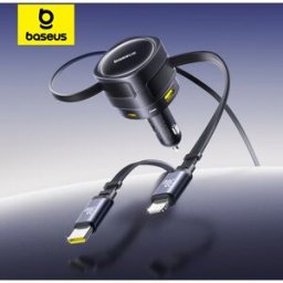 Baseus 90W USB Type-C autolader Dubbele intrekbare kabel PD QC SCP AFC PPS Snel opladen voor tablet iPhone Samsung Huawei Xiaomi