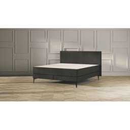 Emma Original Elite Boxspring Bed 180x210 - Donkergrijs - Effen Hoofdbord - Zwart metaal Pootjes