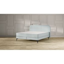 Emma Original Elite Boxspring Bed 160x200 - Mint - Strepen Hoofdbord - Zwart metaal Pootjes